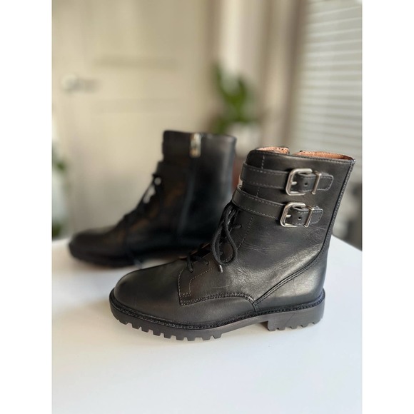 Antonio Melani Bertilli Black Leather Combat Boots Sz. 8 - Picture 3 of 7